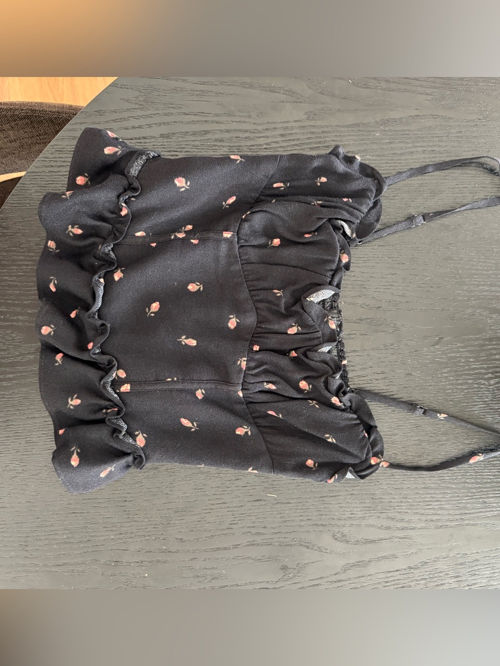 Reformation Black Floral Ruffle Bustier Top - Picture 7 of 7